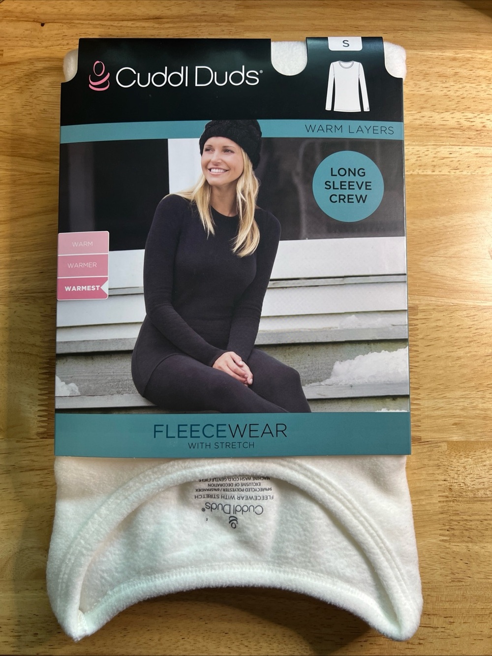 CuddlDuds White Long Sleeve FleeceWear With Stretch Warm Layers Top Shirt NEW
